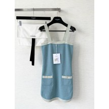 샤넬 25FW 퓨어 울 커스텀 다이드 콘트라스트 컬러 스티칭 서스펜더 원피스 (정품급 해외배송)