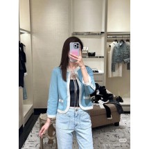 샤넬 25FW 퓨어 울 커스텀 다이드 콘트라스트 컬러 스티칭 드로스트링 쇼트 가디건 (정품급 해외배송)