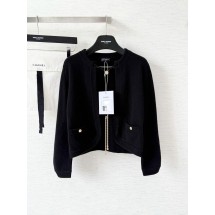 샤넬 25FW 퓨어 울 커스텀 다이드 콘트라스트 컬러 스티칭 드로스트링 쇼트 가디건 (정품급 해외배송)