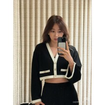 샤넬 25 초가을 최신 짧은 트럼펫 슬리브 니트 가디건 (해외배송)